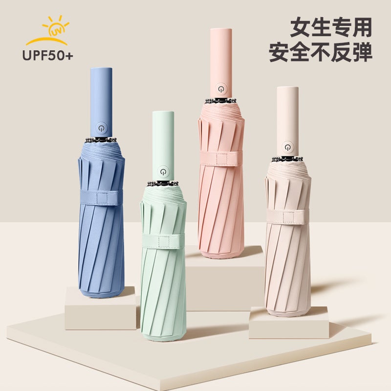 Anti-Rebound Fully Automatic Umbrella For Women, Rain Or Shine, Sun Protection, Uv Umbrella, Foldableing Men'S Large Size - Image 3